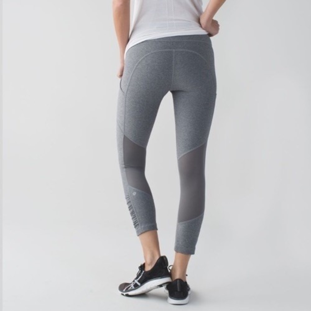 Lululemon Leggings Size 6 Speed Up Crop Pant Heathered Black Side‎ Pockets 24"